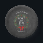 Merry Little Christmas Baby Shower Paper Plate<br><div class="desc">Celebrate in style with these trendy baby shower paper plates. The design is easy to personalise with your own wording and your family and friends will be thrilled when they see these fabulous party plates.</div>