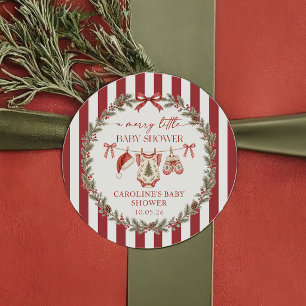 Merry Little Christmas Baby Shower Sticker