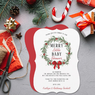 Merry Little Christmas Baby Shower Thank You Card