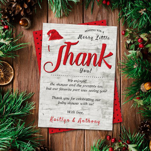 Merry Little Christmas Baby Shower Thank You Card