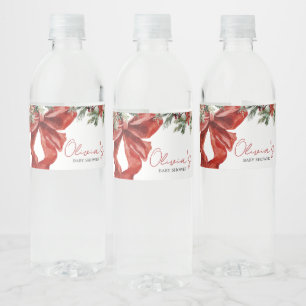 Merry Little Christmas Baby Shower Water Bottle Label
