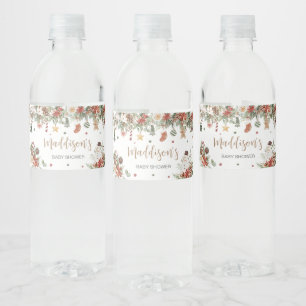 Merry Little Christmas Baby Shower Water Bottle Label