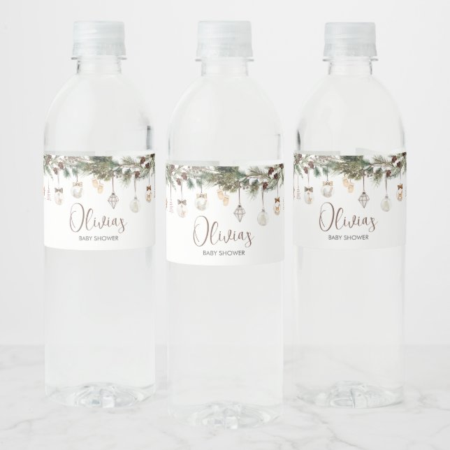 Merry Little Christmas Baby Shower Water Bottle Label (Bottles)