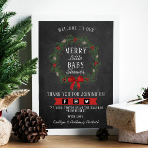 Merry Little Christmas Baby Shower Welcome Poster