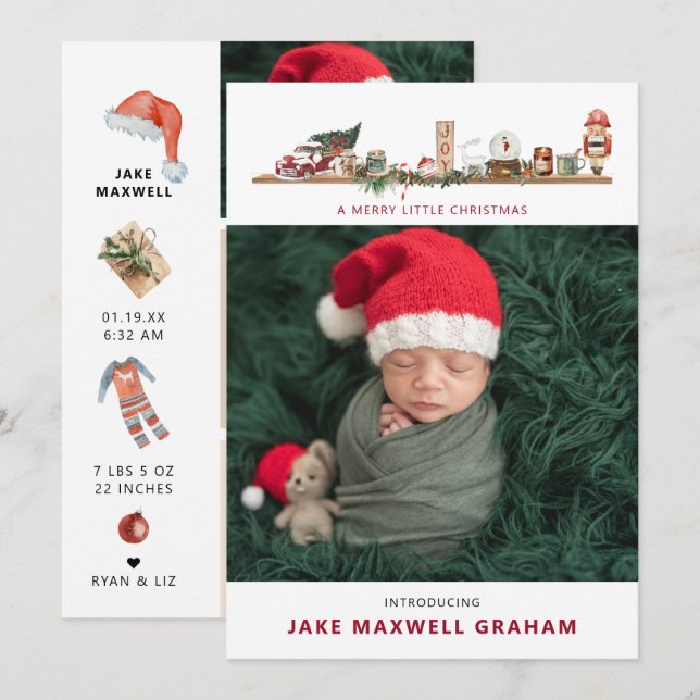 Merry Little Christmas | Birth Announcement (Front/Back)