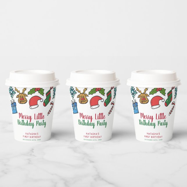 Merry Little Christmas Birthday Custom Paper cup (Multi)