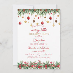 Merry Little Christmas Birthday Invitation