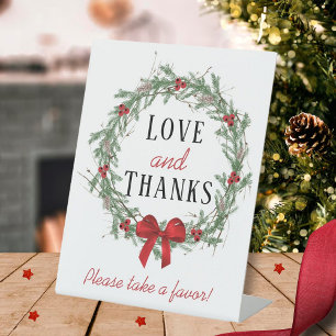 Merry Little Christmas Bridal Shower Favor Pedestal Sign
