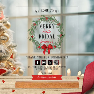 Merry Little Christmas Bridal Shower Welcome Acrylic Sign