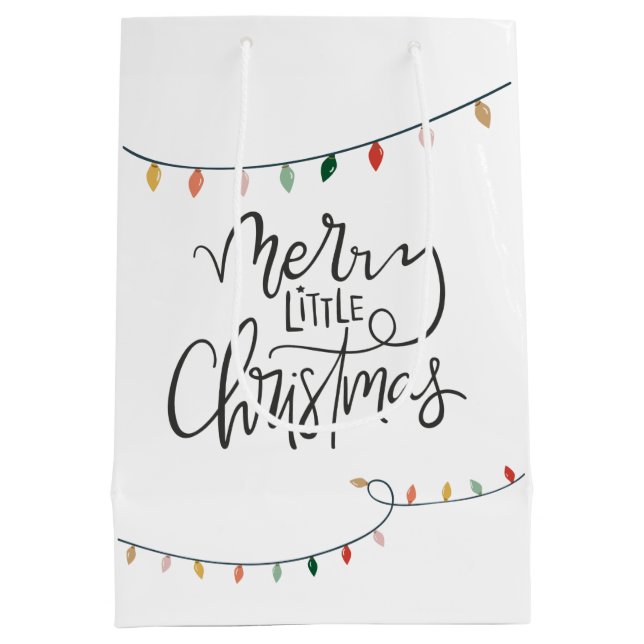 Merry Little Christmas Bright String of  Lights Medium Gift Bag (Back)