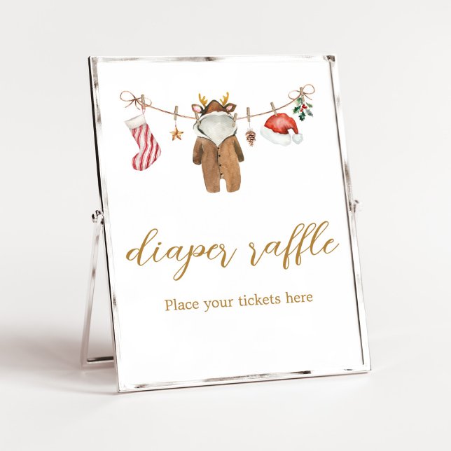 Merry Little Christmas Clothes Baby Shower Poster (Merry Little Clothes Baby Shower Diaper Raffle Sign)