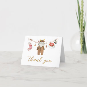 Merry Little Christmas Clothes Baby Shower  Thank You Card