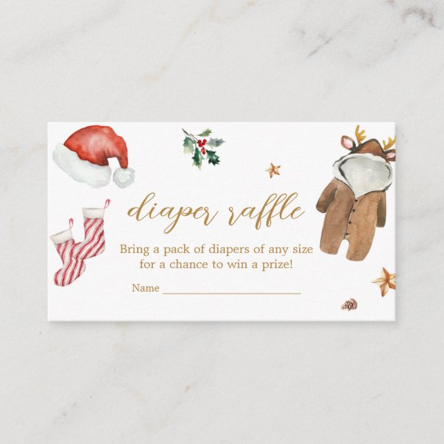 Merry Little Christmas Clothes Diaper Raffle Enclosure Card (Front)