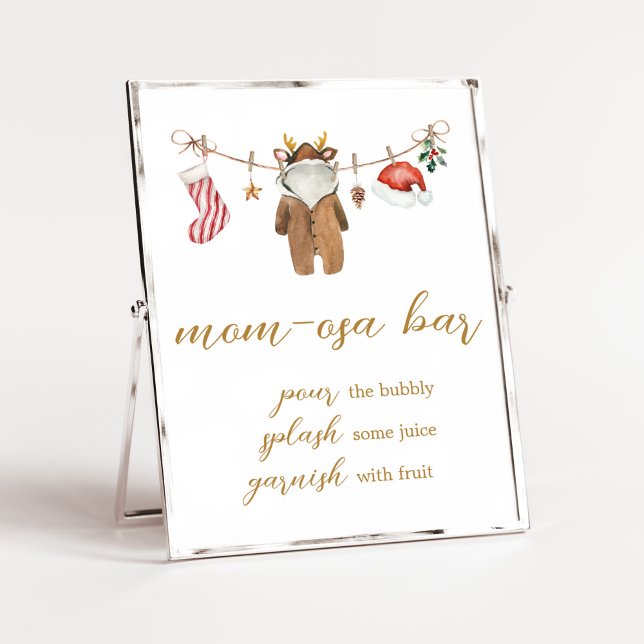 Merry Little Christmas Clothes Mum Osa Bar Poster (Merry Little Clothes Baby Shower Mom Osa Bar Sign)