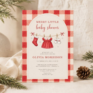 Merry Little Christmas Clothesline Baby Shower Invitation