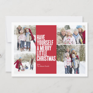 Merry Little Christmas Collage Red Holiday Card