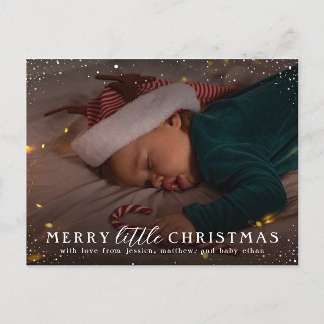 Merry Little Christmas | Custom Holiday Photo Invitation Postcard (Front)