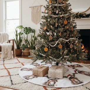 Merry Little Christmas Donkey, custom Brushed Polyester Tree Skirt