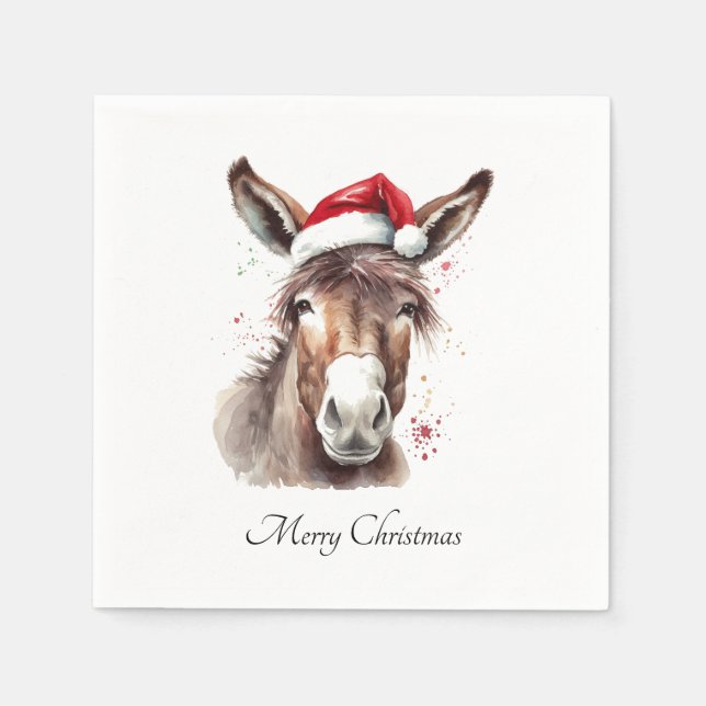 Merry Little Christmas Donkey, custom Napkin (Front)