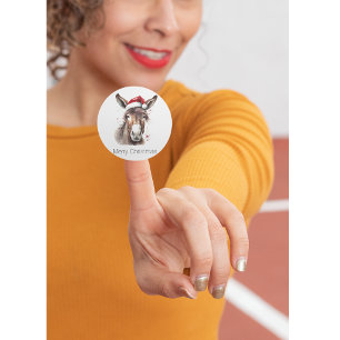 Merry Little Christmas Donkey, custom Square Sticker