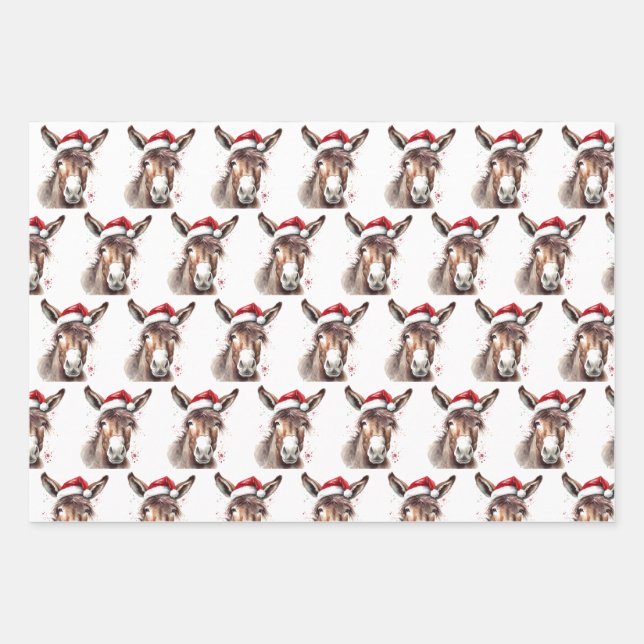 Merry Little Christmas Donkey Wrapping Paper Sheet (Front 3)