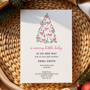 merry little christmas doodle tree baby shower invitation