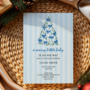 merry little christmas doodle tree baby shower invitation