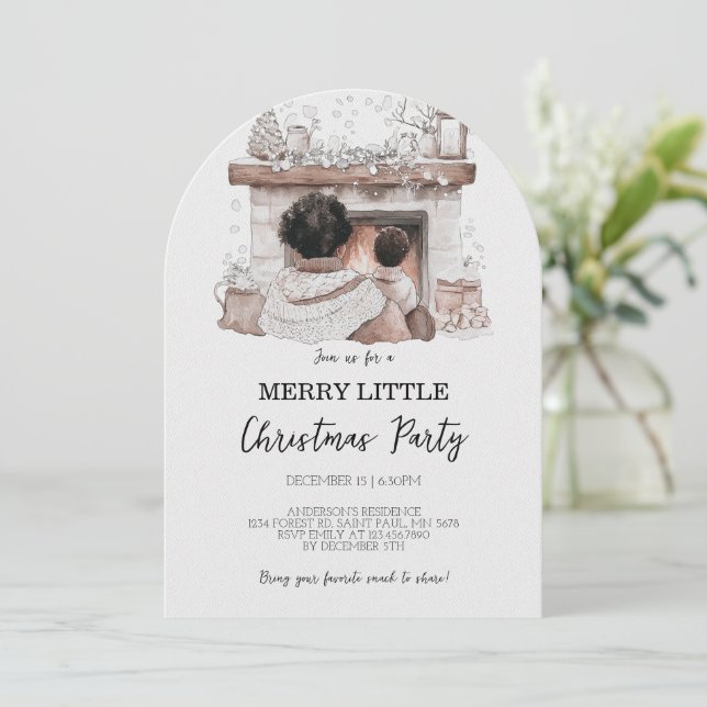 Merry Little Christmas Family Party Invitation (Standing Front)