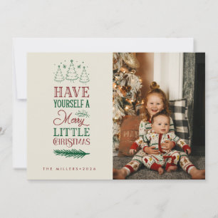 Merry Little Christmas   Family Photo Christmas  Holiday Card