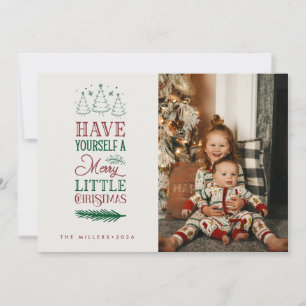 Merry Little Christmas   Family Photo Christmas  Holiday Card