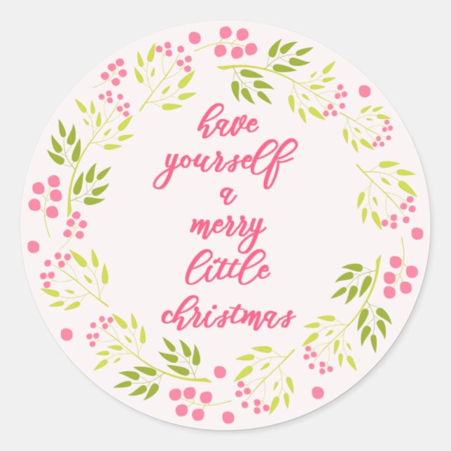 Merry little Christmas - Flower Wreath Sticker (Front)