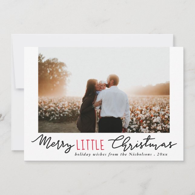 Merry Little Christmas Handwritten Script | Photo Holiday Card (Front)