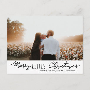 Merry Little Christmas Handwritten Script   Photo Holiday Postcard