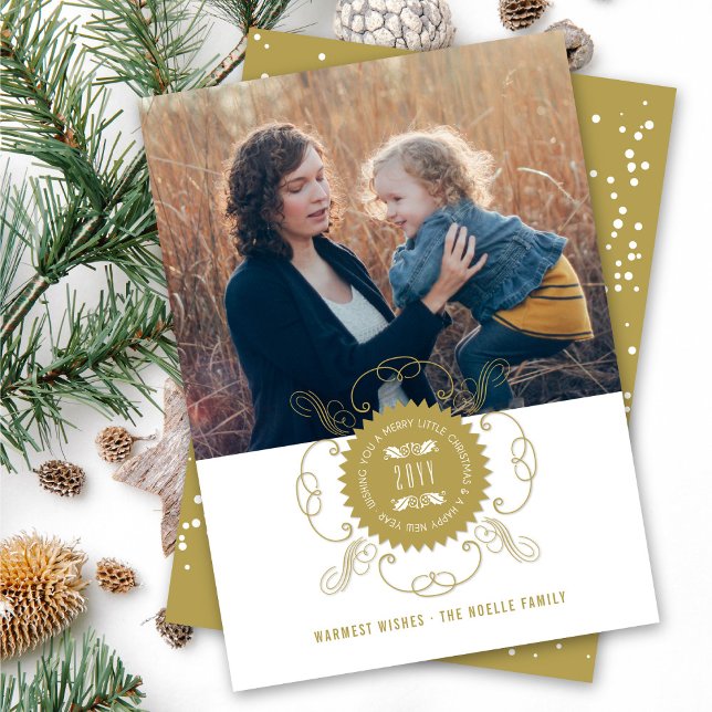 Merry Little Christmas Happy New Year Seal Photo Holiday Card (Creator Uploaded)