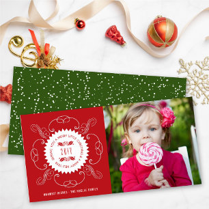 Merry Little Christmas Happy New Year Seal Photo Holiday Card