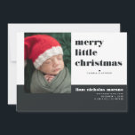Merry Little Christmas Holiday Birth Announcement<br><div class="desc">"Merry Little Christmas". This minimal typography Christmas birth announcement highlights your imagery with fresh, modern typefaces. Customise with a photo, and birth stats. Additional 5 photo collage on the back. Add your custom wording to this design by using the "Edit this design template" boxes on the right hand side of...</div>