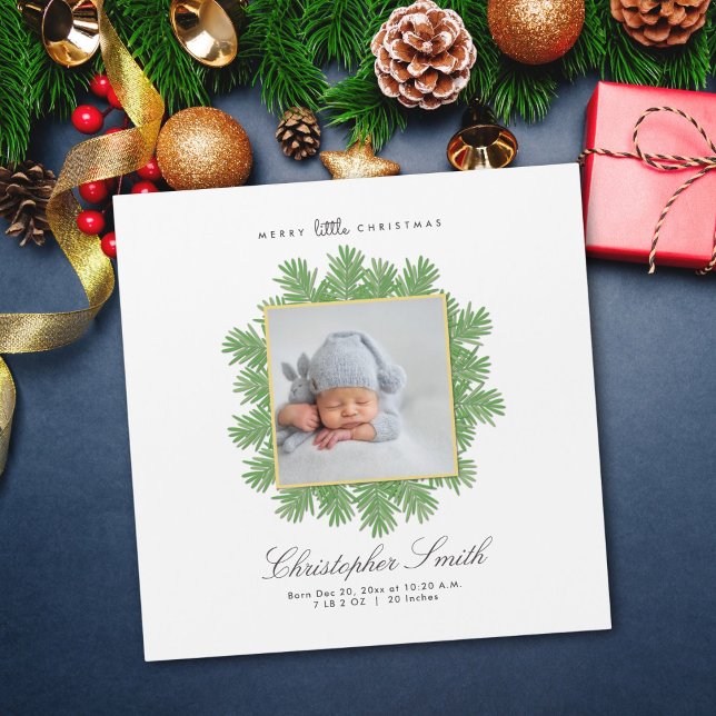 Merry Little Christmas Holiday Birth Announcement (Creator Uploaded)