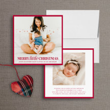 Merry Little Christmas Holiday Birth Announcement 