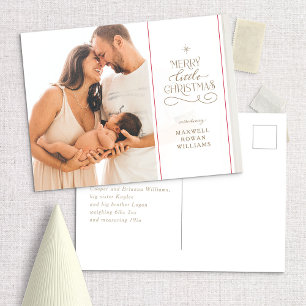 Merry Little Christmas Holiday Birth Announcement Postcard