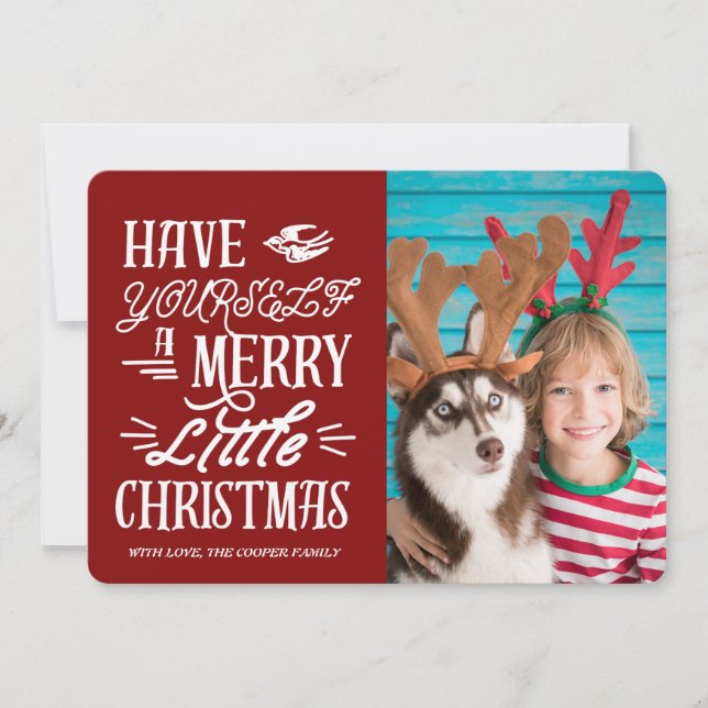 Merry Little Christmas Holiday Photo Card (Red) (Front)