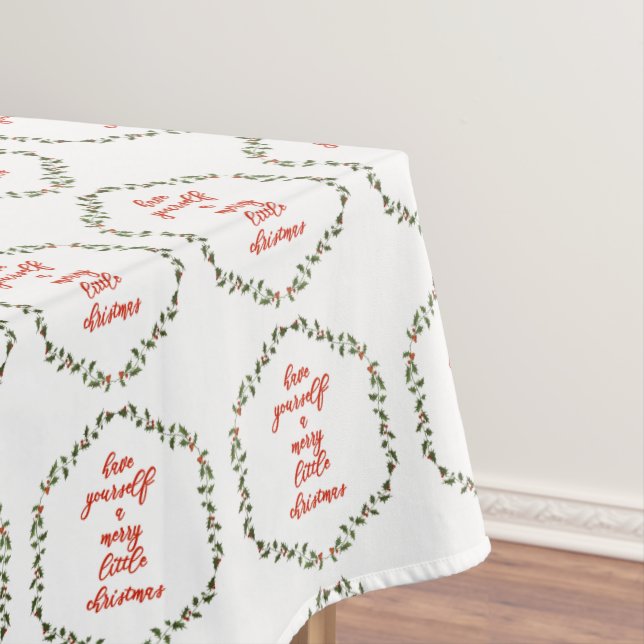 Merry little Christmas - Holly Wreath Tablecloth (In Situ)