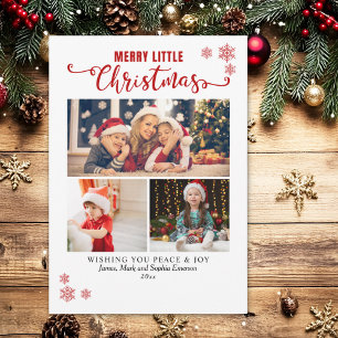 Merry Little Christmas, Kids Collage 3 Photos Holiday Card