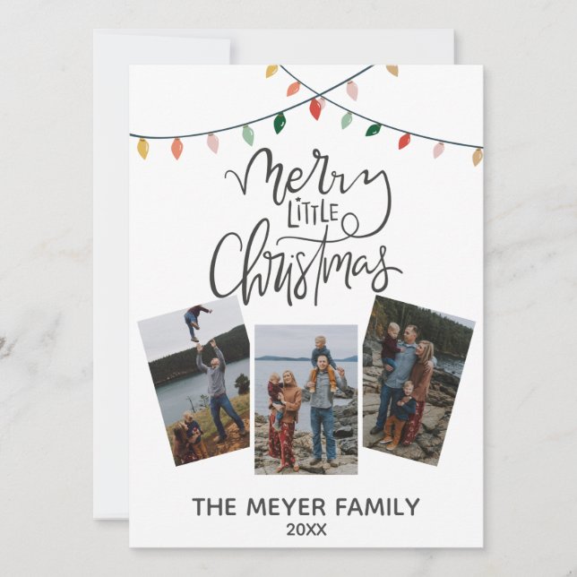 Merry Little Christmas Lights Photo Card (Front)
