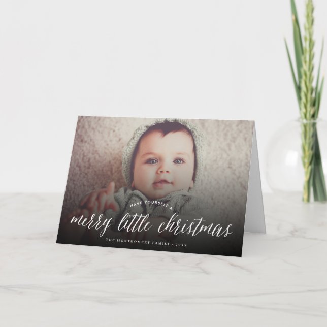Merry Little Christmas Modern Holiday Photo Card (Front)