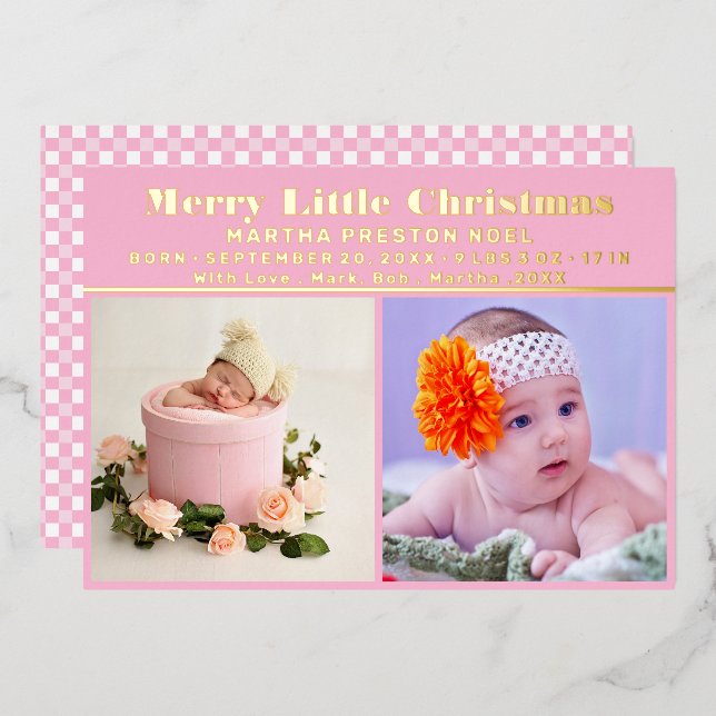 Merry Little Christmas New Baby Foil Holiday Card (Front/Back)