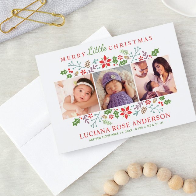 Merry Little Christmas New Baby Photo Holiday Card (Creator Uploaded)