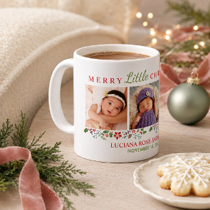 Merry Little Christmas Newborn Baby Photo Holiday Coffee Mug