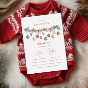 Merry Little Christmas Ornaments Baby Shower Invitation