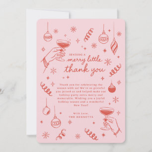 Merry Little Christmas Party Doodle Thank You Card