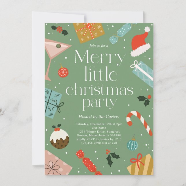 Merry Little Christmas Party Holiday Party Invitation (Front)